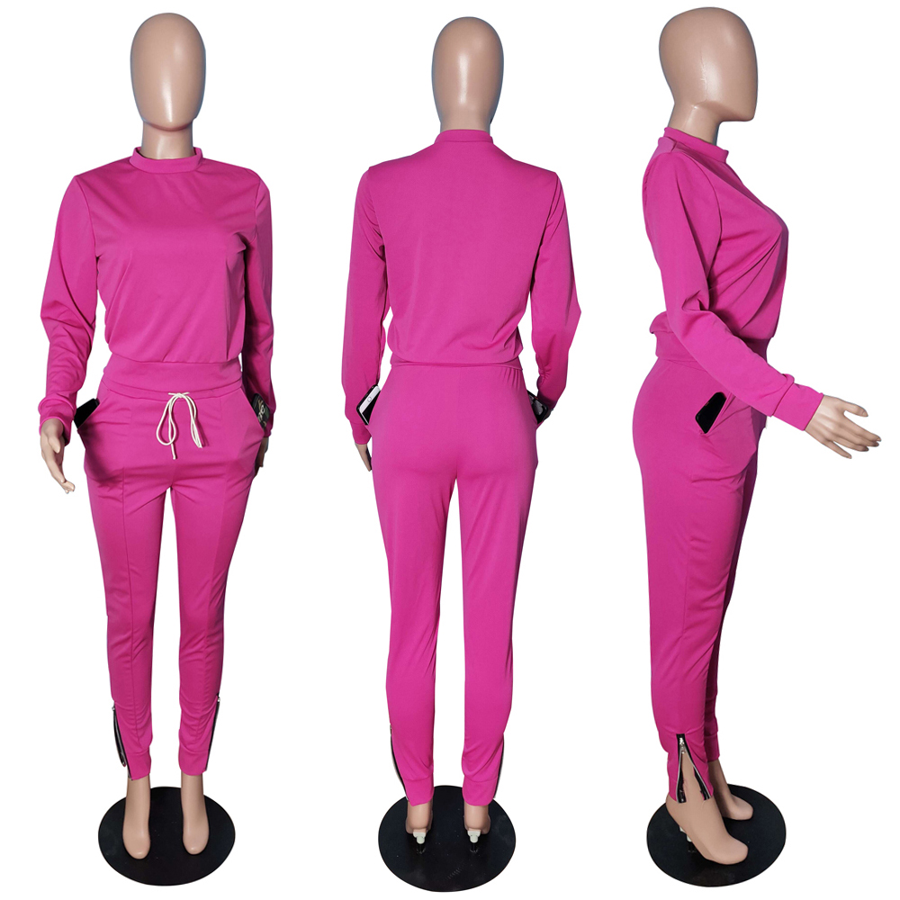 Women 2 Piece Set Fleece Tracksuit Croped Sweat Shirt and Pant