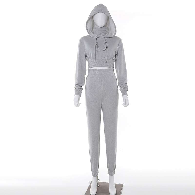 Women Fleece Tracksuit Cropped Hoodie and Pant