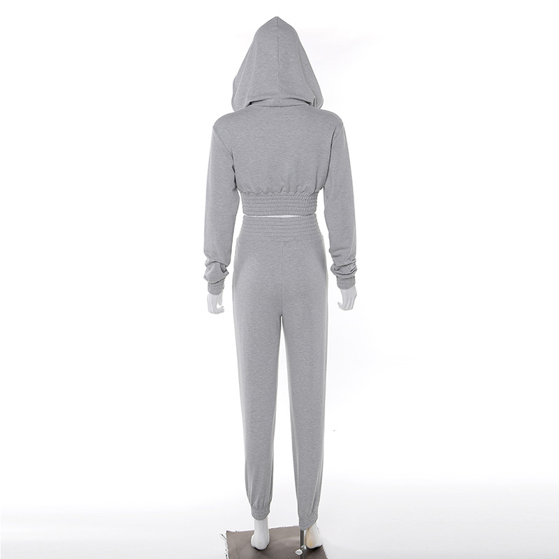 Women Fleece Tracksuit Cropped Hoodie and Pant
