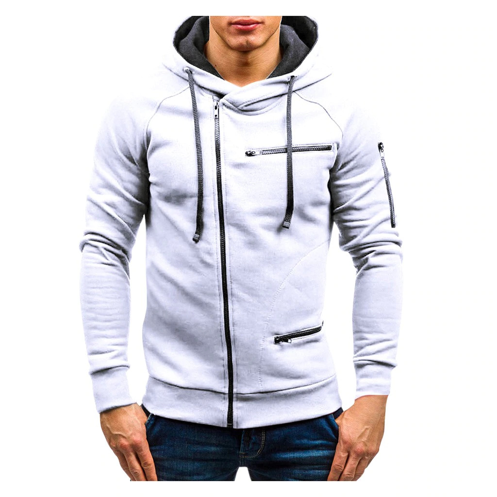 Men Cotton Fleece Hoodie with Zipper