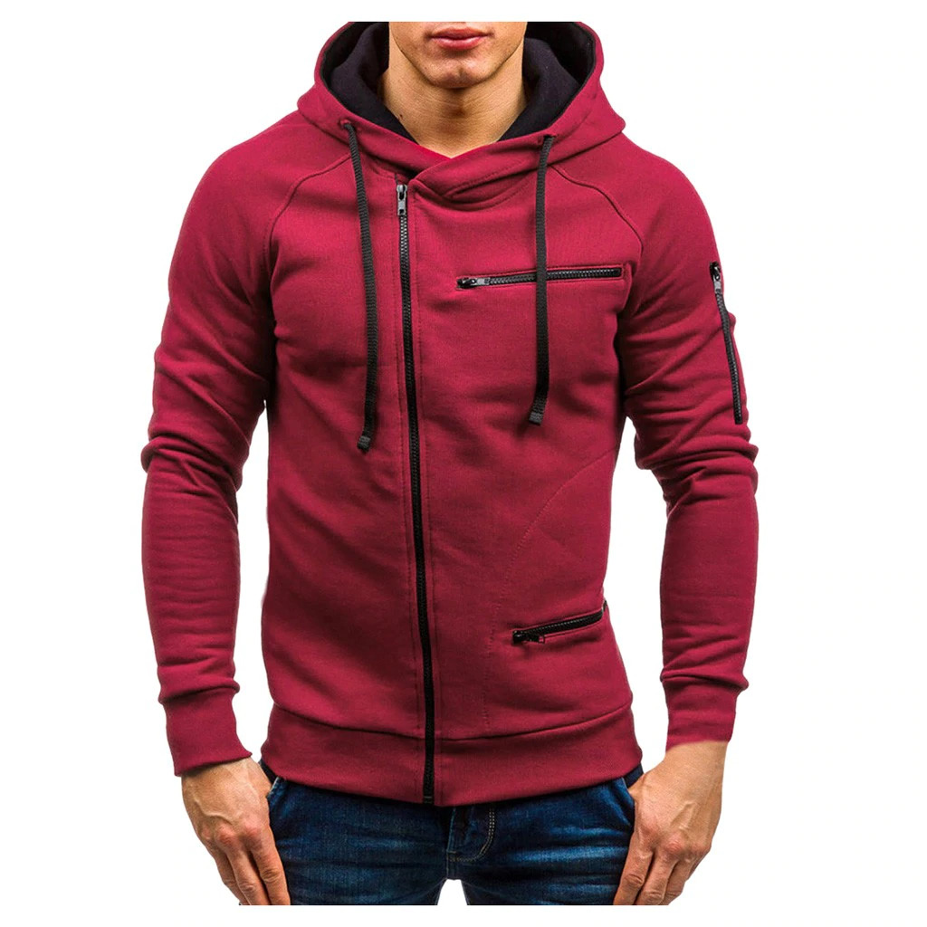 Men Cotton Fleece Hoodie with Zipper