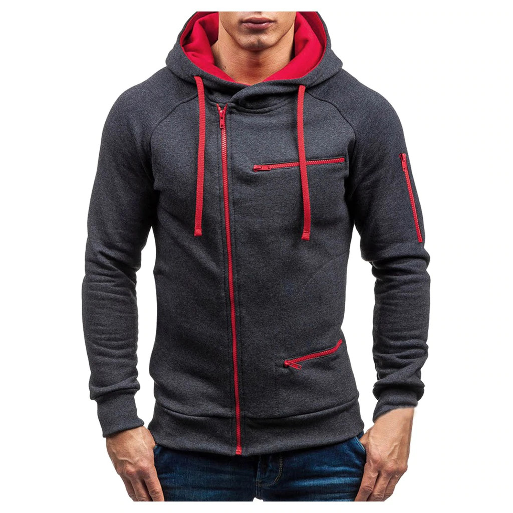 Men Cotton Fleece Hoodie with Zipper