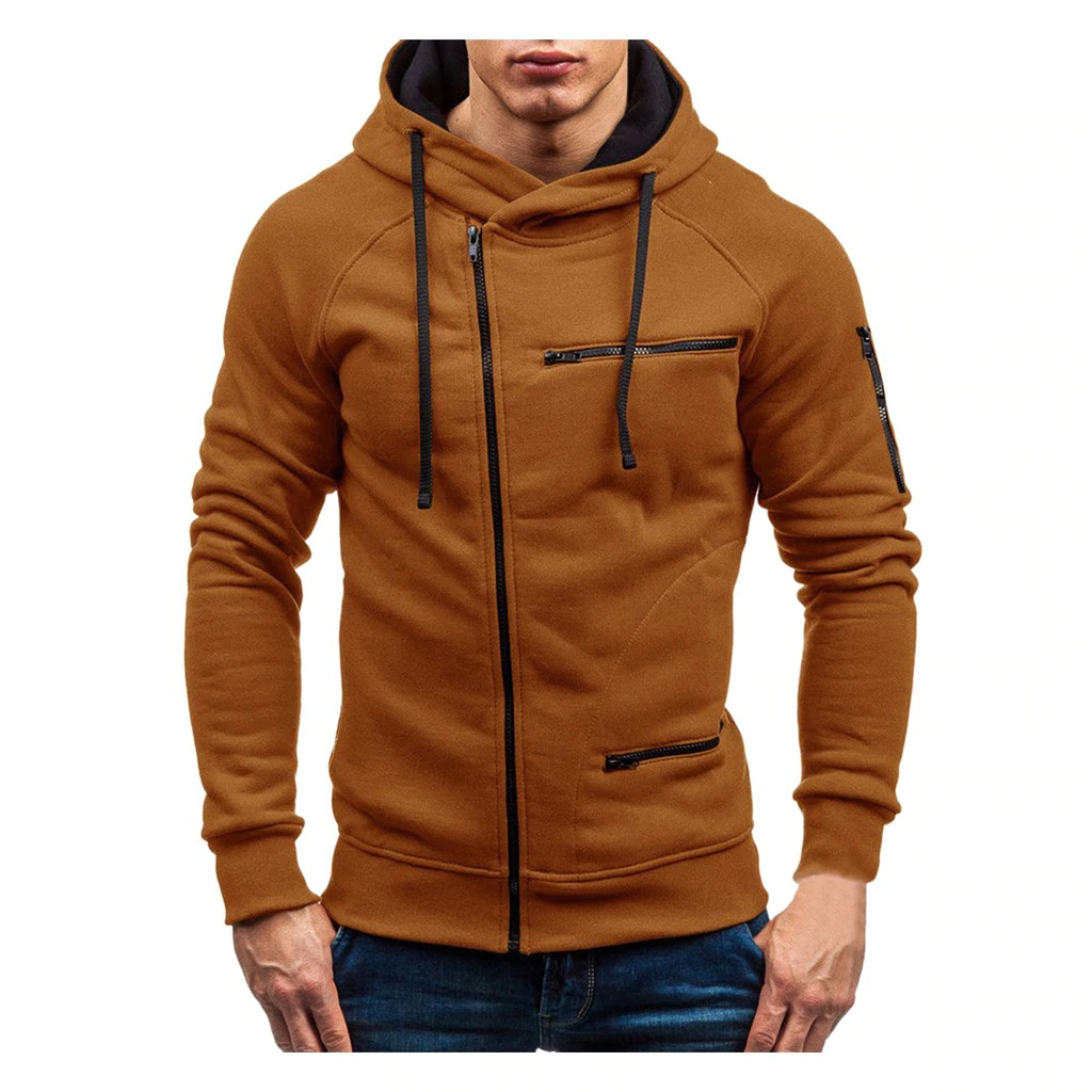 Men Cotton Fleece Hoodie with Zipper