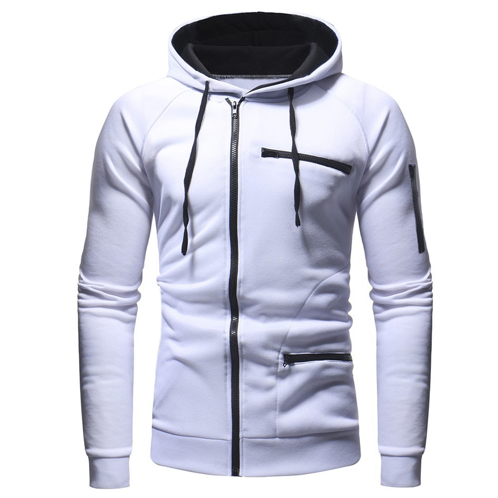 Men Cotton Fleece Hoodie with Zipper