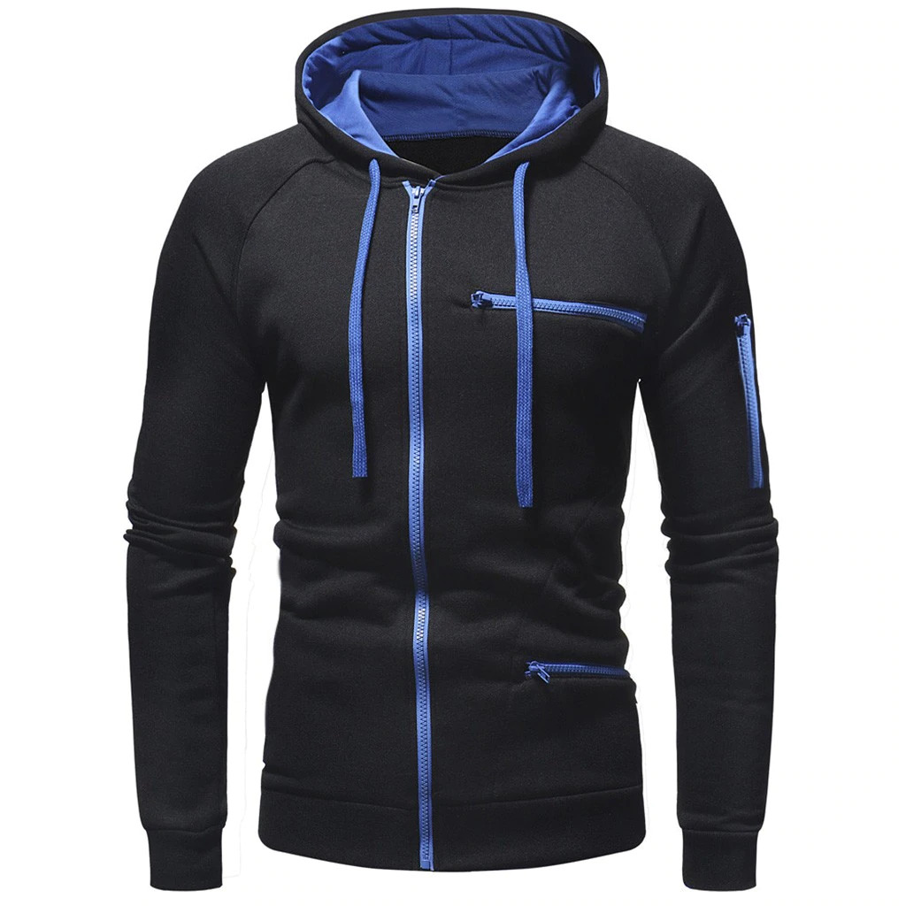 Men Cotton Fleece Hoodie with Zipper