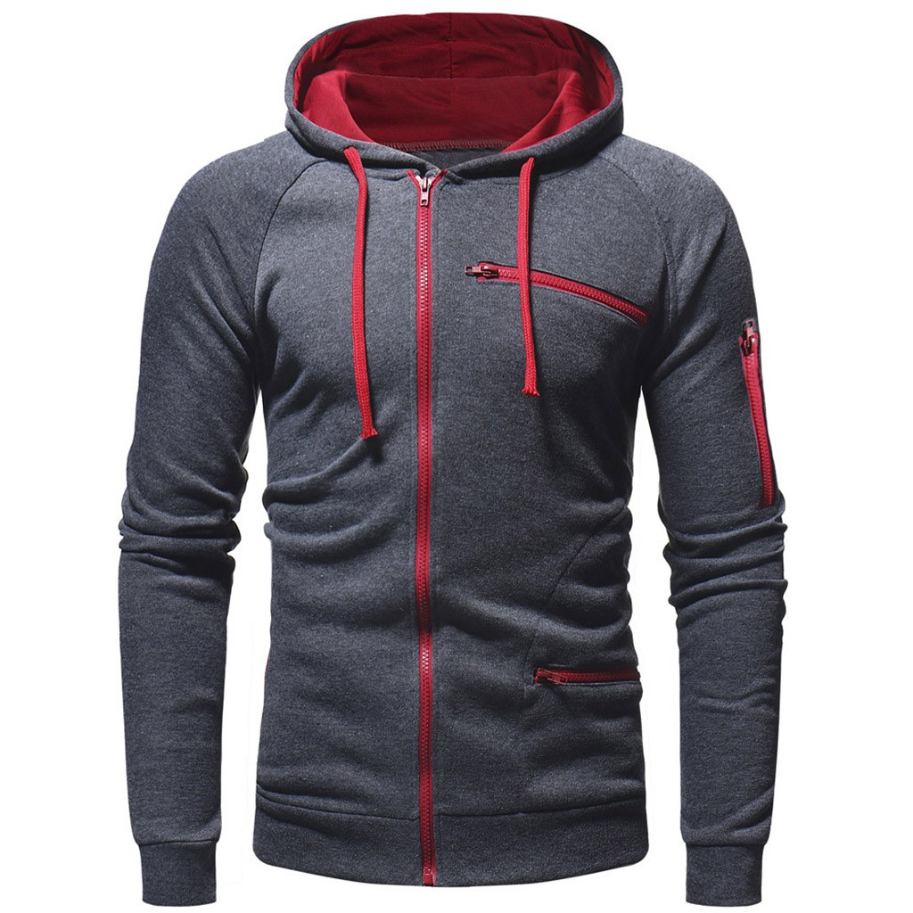 Men Cotton Fleece Hoodie with Zipper