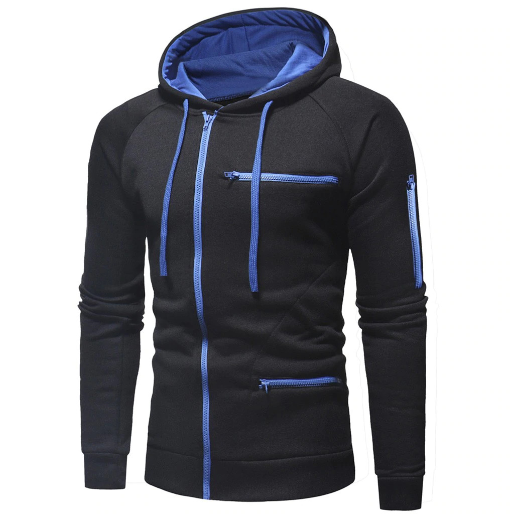 Men Cotton Fleece Hoodie with Zipper