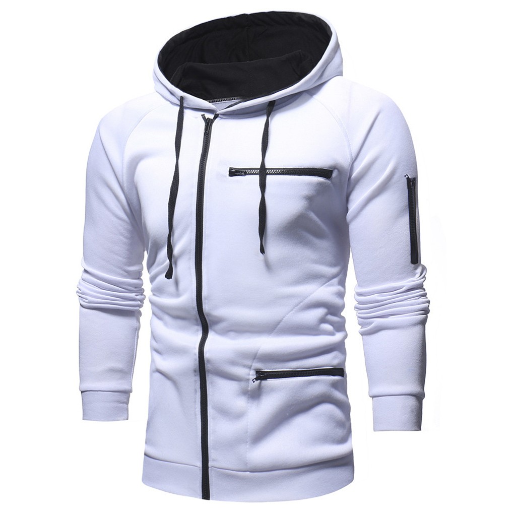 Men Cotton Fleece Hoodie with Zipper