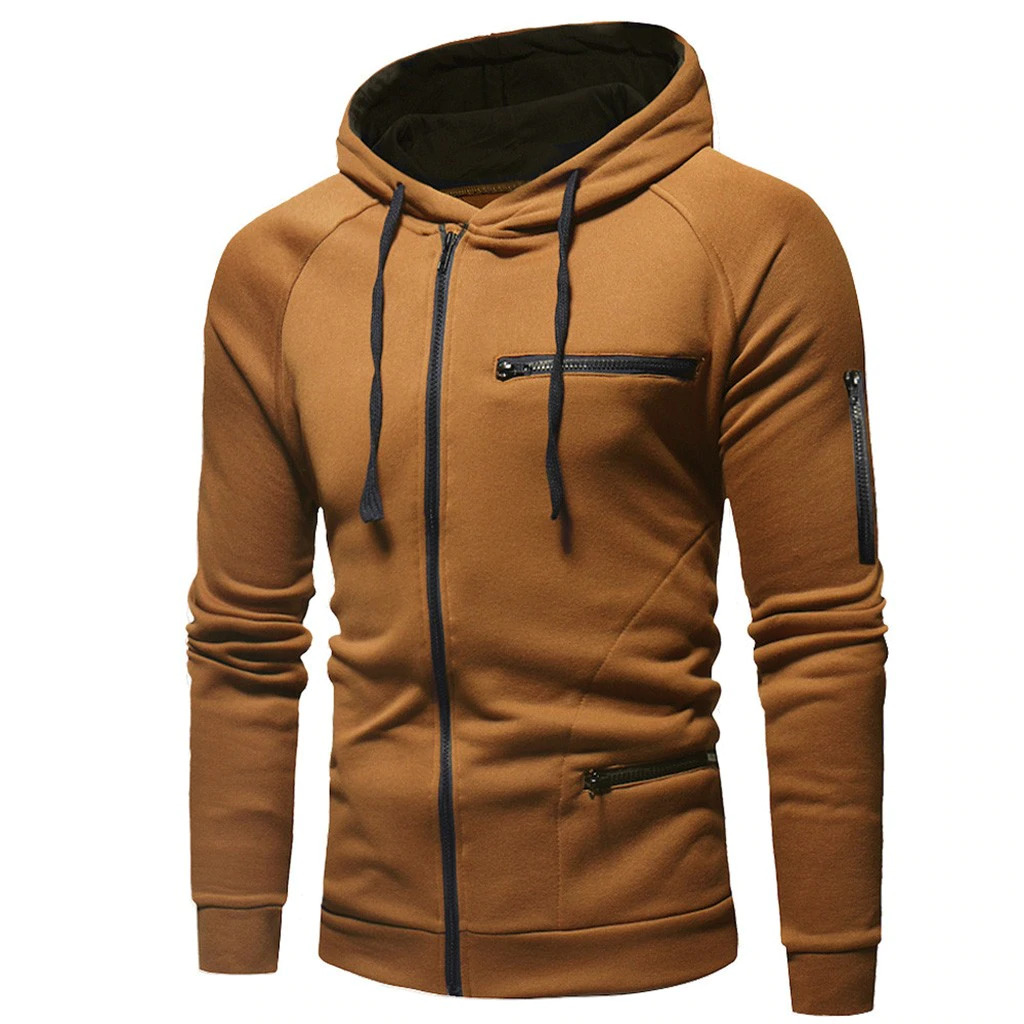 Men Cotton Fleece Hoodie with Zipper