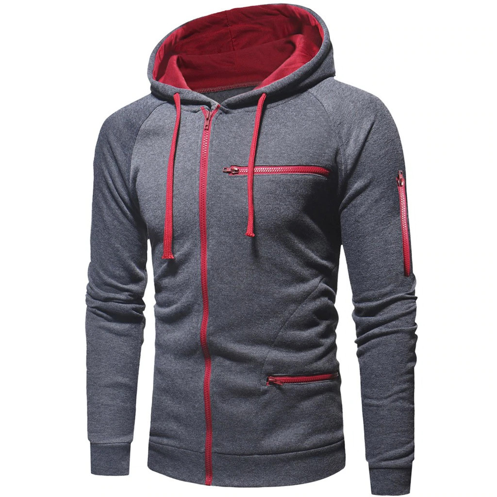 Men Cotton Fleece Hoodie with Zipper