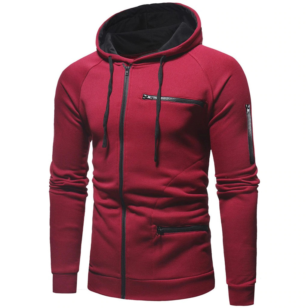 Men Cotton Fleece Hoodie with Zipper