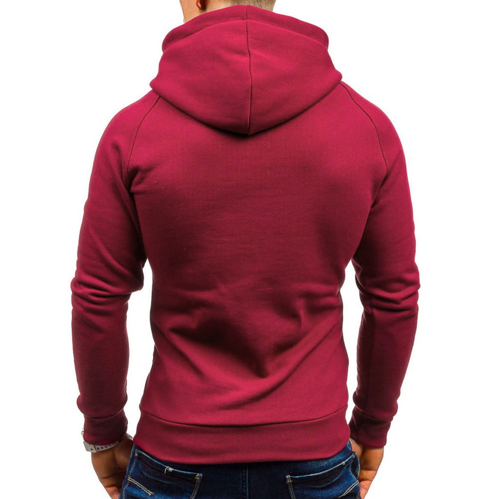 Men Cotton Fleece Hoodie with Zipper