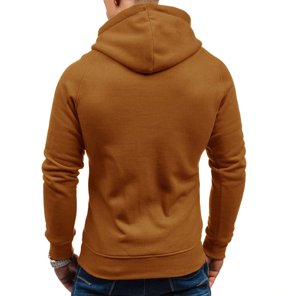 Men Cotton Fleece Hoodie with Zipper