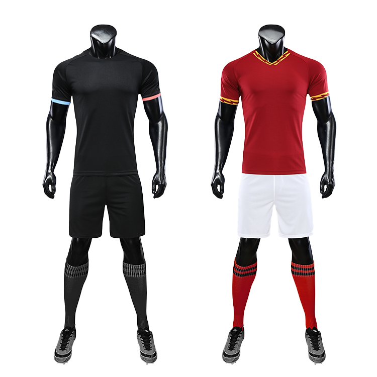 Red Black Soccer Wear With Sublimation Custom Blank Sports Jersey New Model Football Shirt Uniform Set
