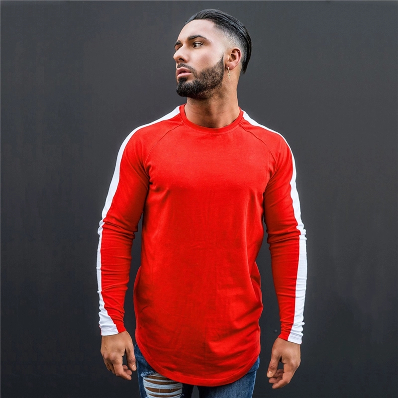 2020 Fashion Sport Cotton Long Sleeve Gym T Shirts For Men