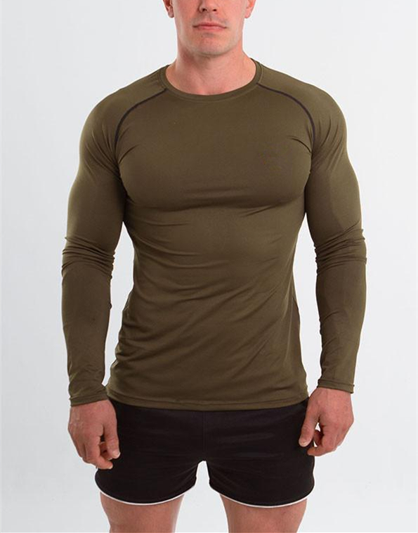 Mens Muscle Fit Workout Apparel Running Long Sleeve Fitness Gym Shirts
