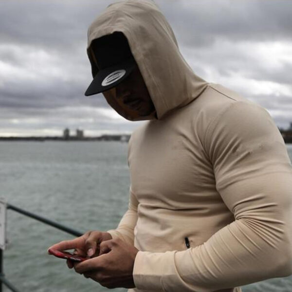 Custom Long Sleeve Hoodie Muscle Men's Gym Workout Clothing
