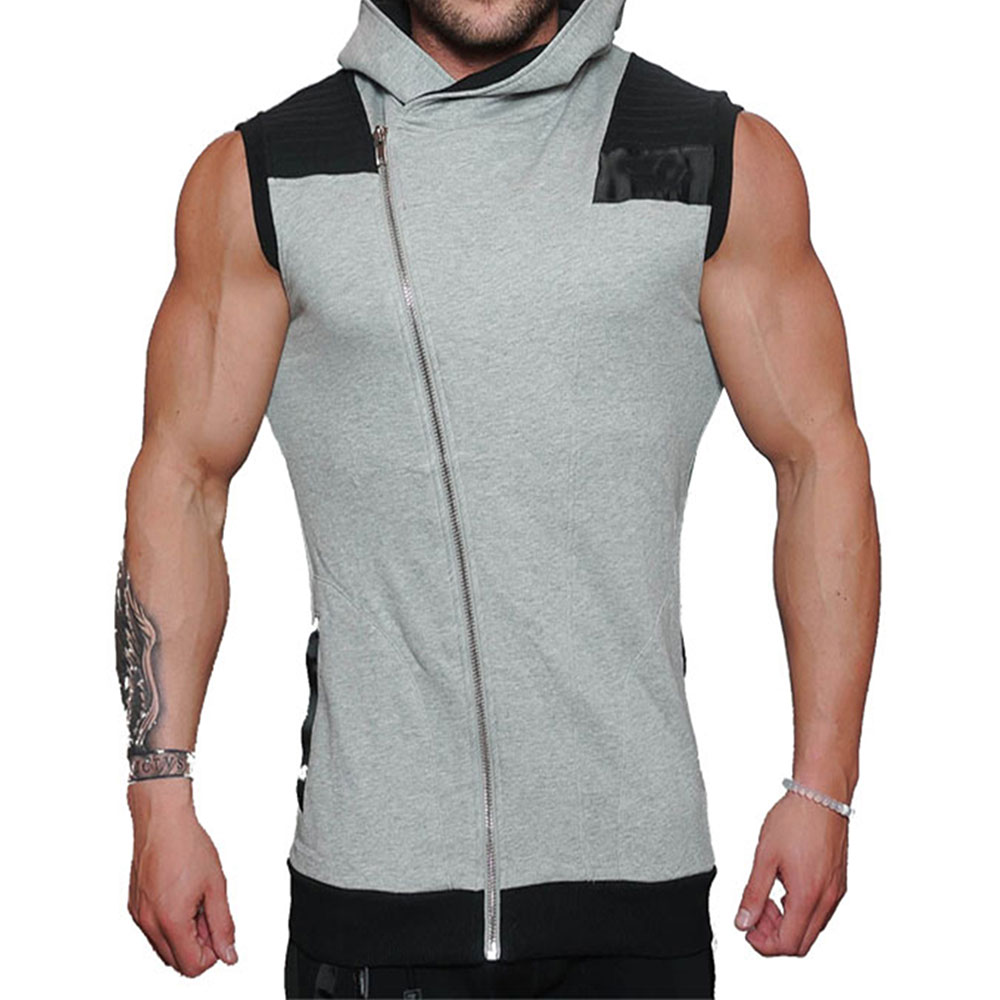 2021 New Fashion men athletic apparel fashion gym sleeveless hoodie