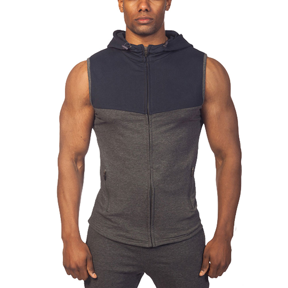 2021 New Fashion men bodybuilding wear gym sleeveless hoodies