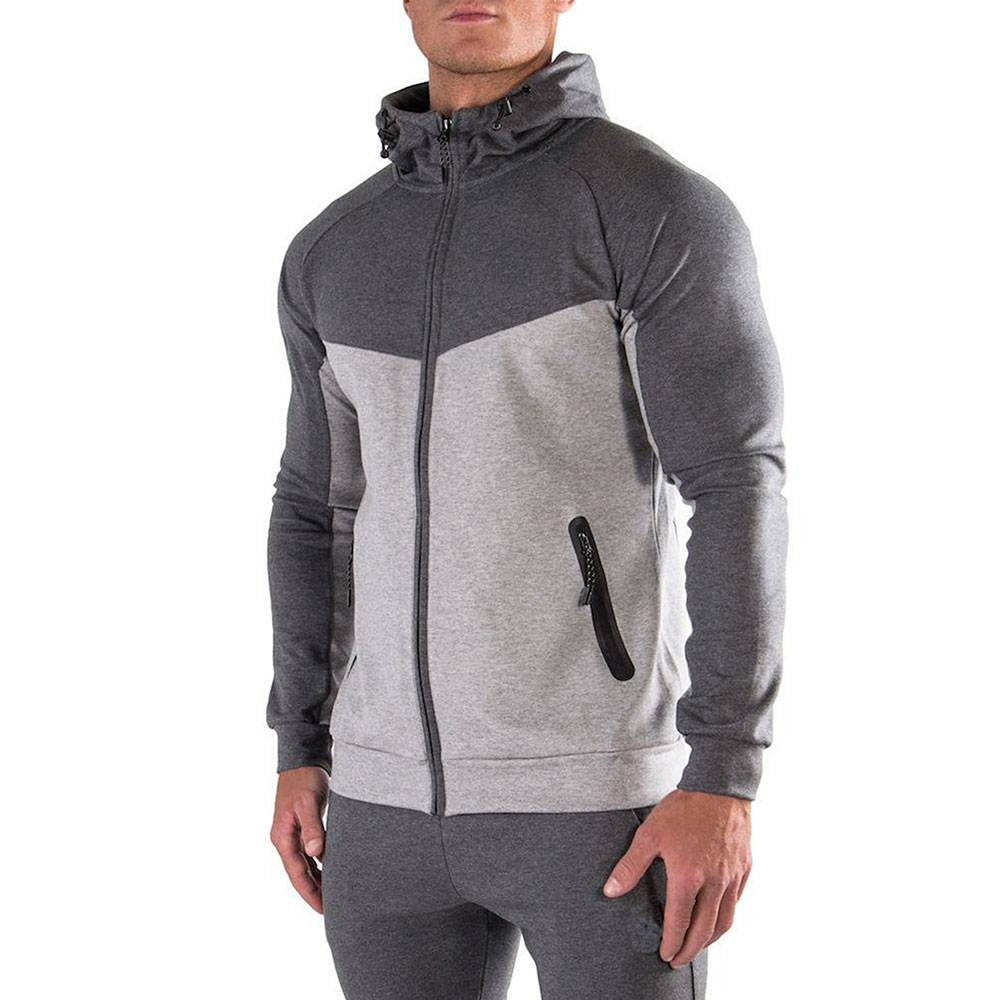 2021 New Fashion mens long sleeve workout gym hoodie with zipper ...