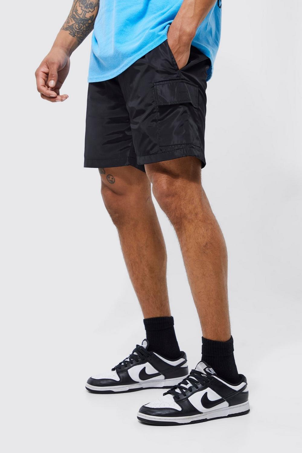 black cargo nylon shorts