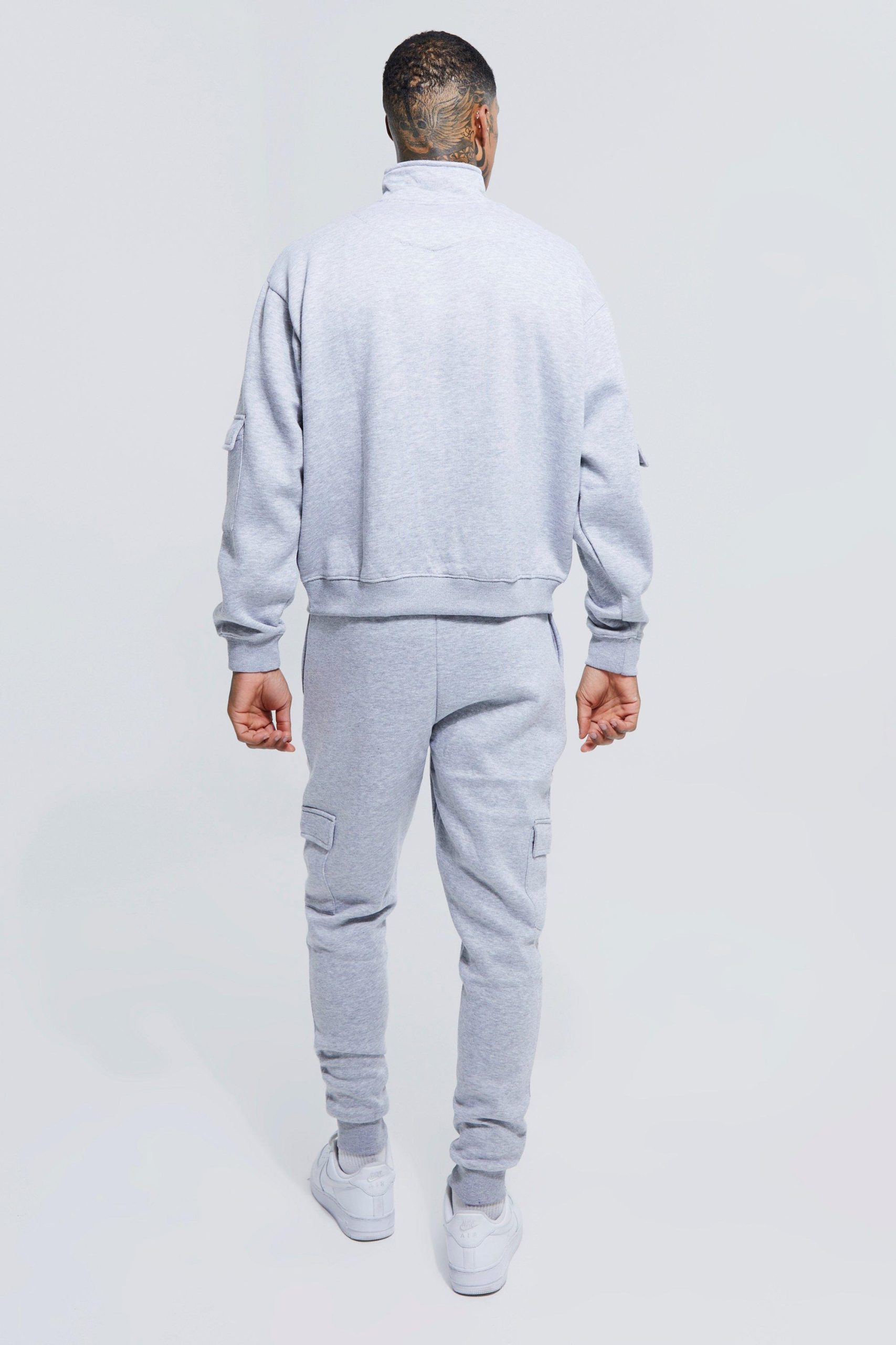 Boxy Fit Cargo Funnel Neck Custom Fleece Tracksuit